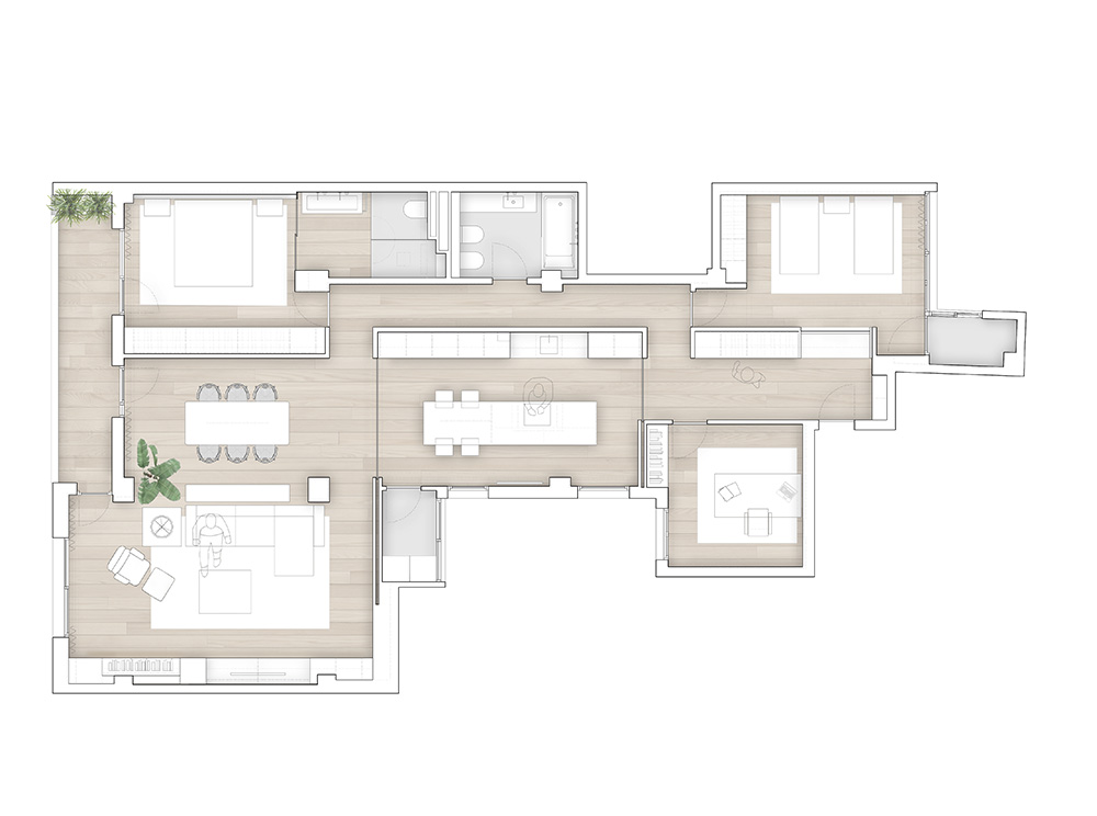 Vivienda GC, reforma integral y diseño de interior en el centro histórico de Valencia por onside - plano